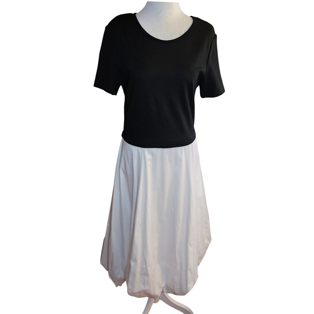Karl Lagerfeld Paris Bubble Hem Dress Womens S Black White NEW Mixed Media